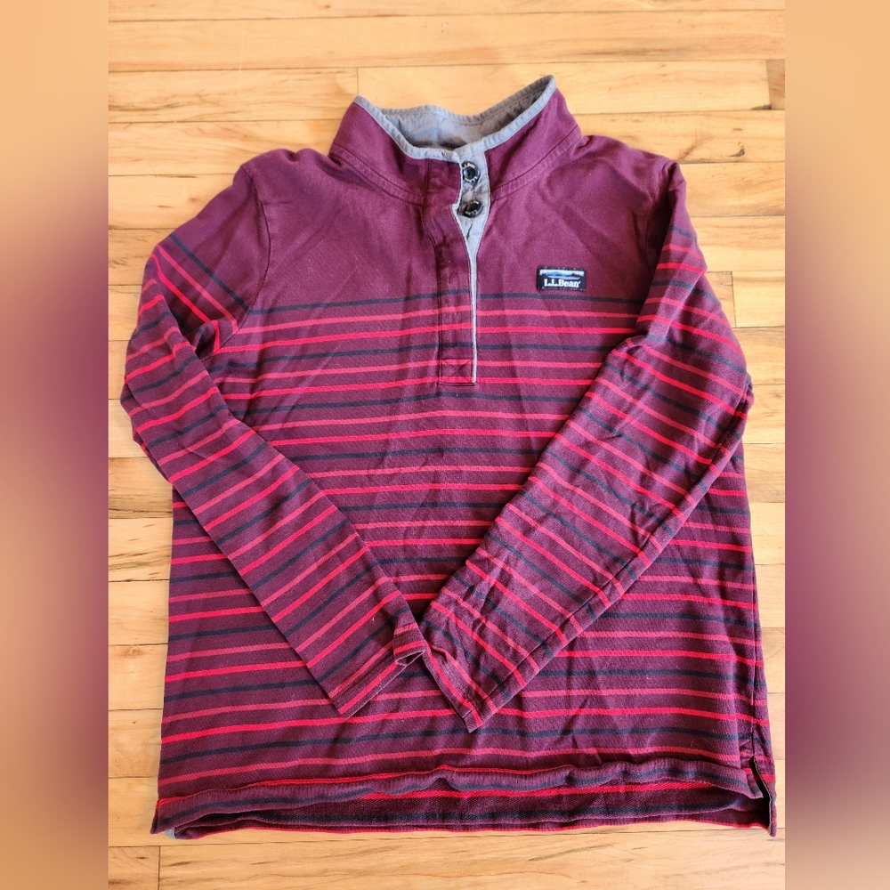 Womens LL Bean Soft Cotton Button Pullover Size Large